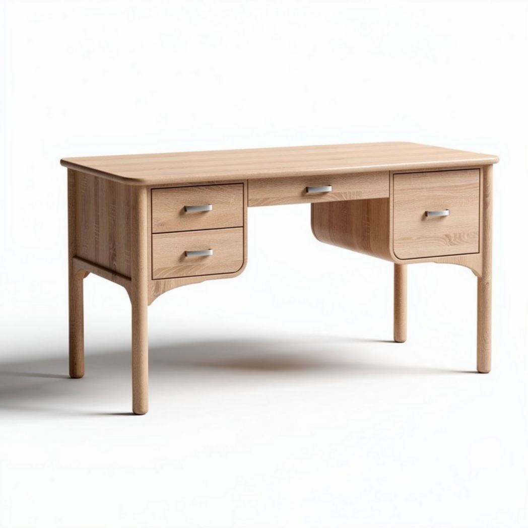 bureau en bois de hêtre naturel avec tiroirs dimensions 150 x 70 x 75cm
