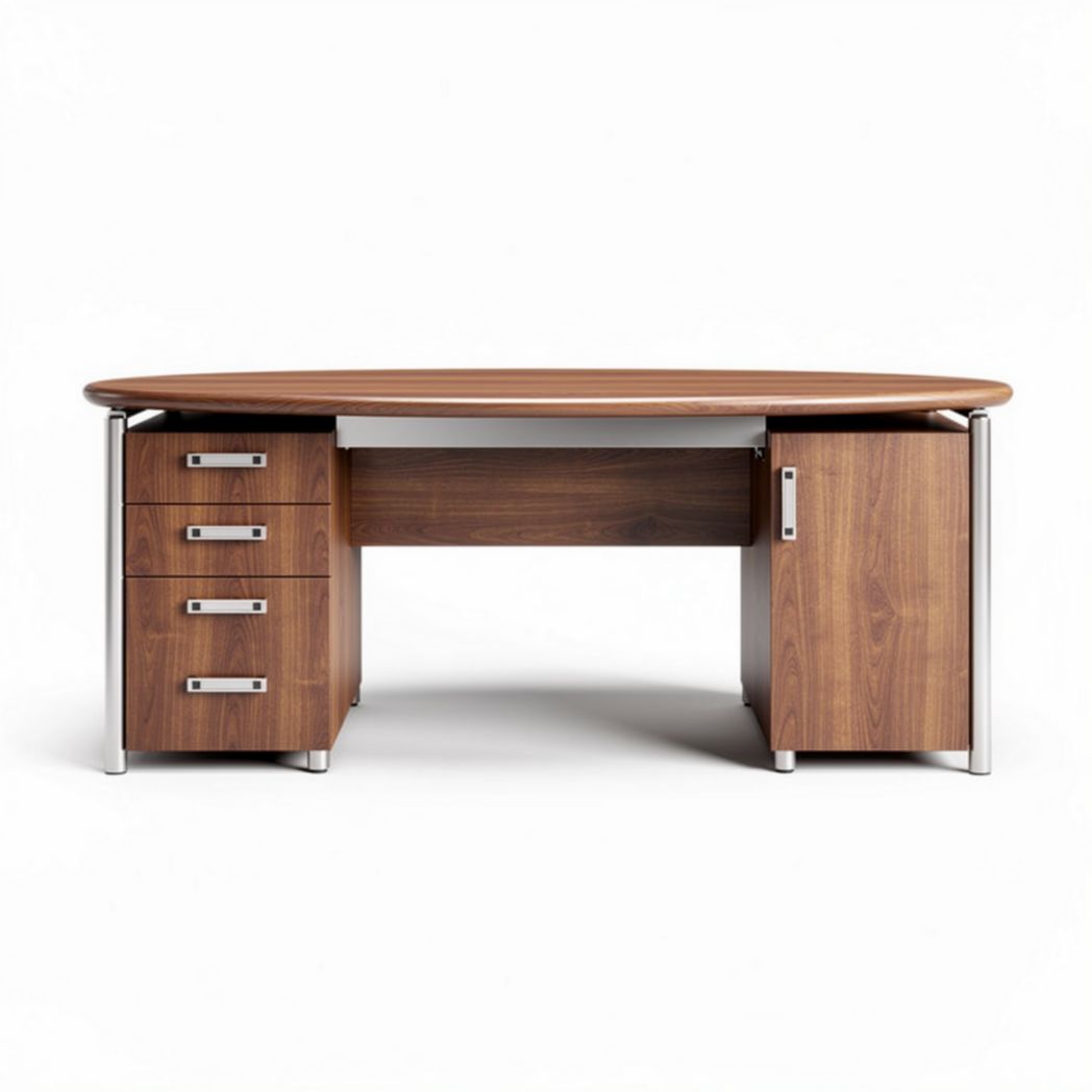 Bureau en bois marron avec rangement intégré dimensions 160 x 80 x 75cm