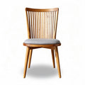 Chaise en bois avec dossier en lattes et coussin gris 40 x 45 x 90cm