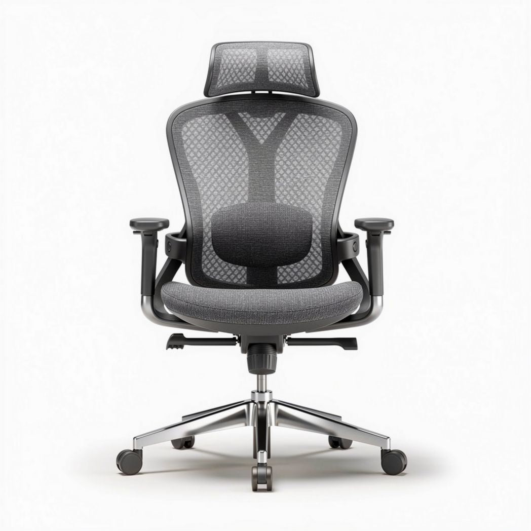 Chaise de bureau ergonomique en mesh beige avec support lombaire réglable 60 x 60 x 110cm