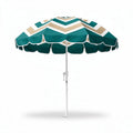 Parasol de plage en polyester à rayures vertes et beiges 200 cm de diamètre