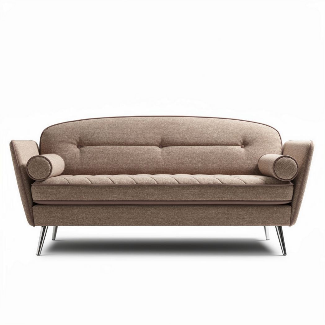 Canapé en tissu beige 180 x 80 x 75cm avec accoudoirs et pieds en métal